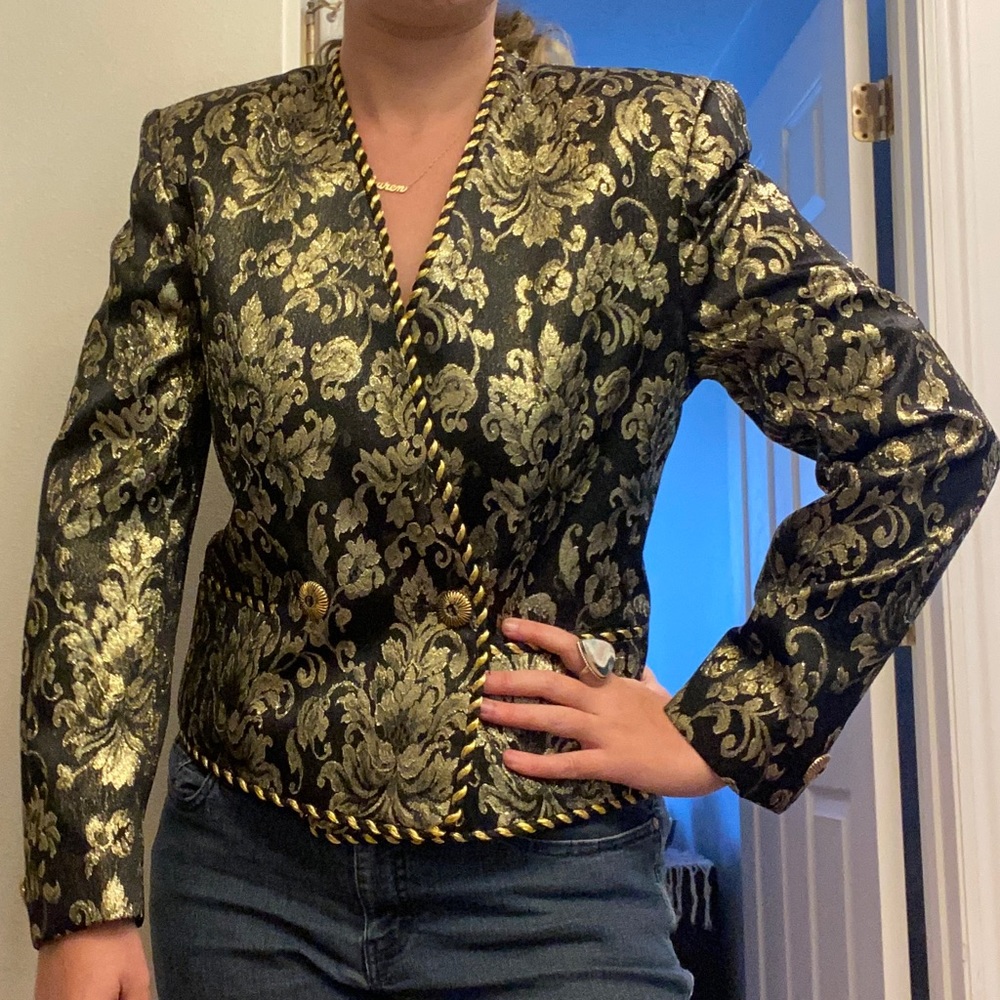 Black & Gold Brocade Blazer VINTAGE